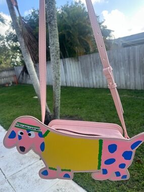 Stella McCartney Kids Dachshund Dog Crossbody Bag Pink Yellow Blue